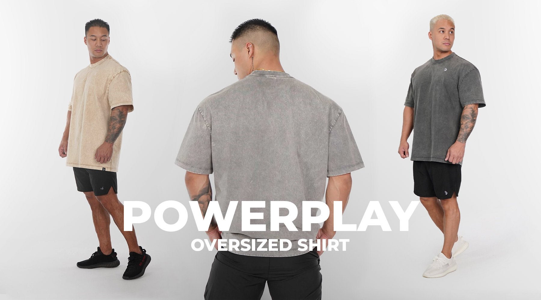 Devoteewear Power Play oversized gym shirt for men in acid-wash cotton, perfect as pump cover or casual wear
