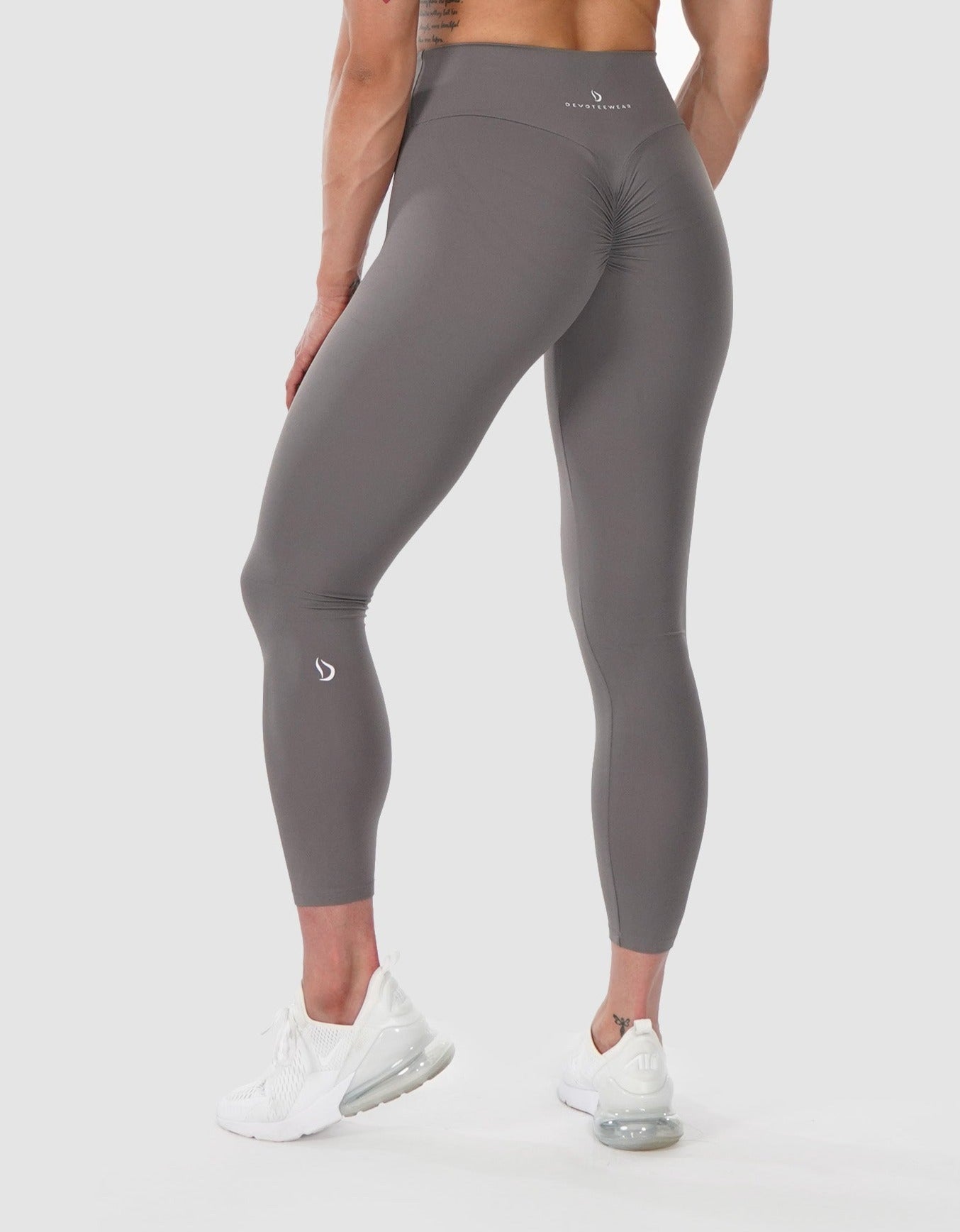 Chocolate Brushed Cotton Ruched Bum Gym Leggings