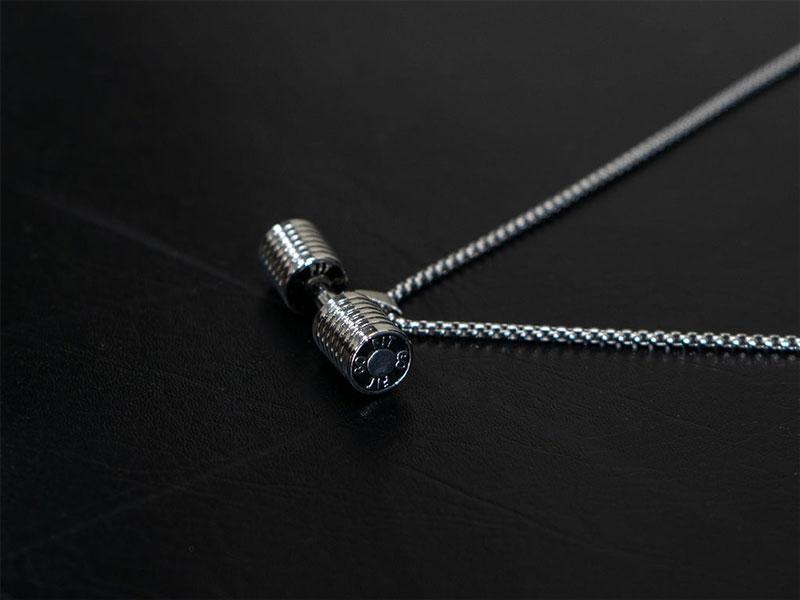 Stainless Steel Dumbbell Necklace.