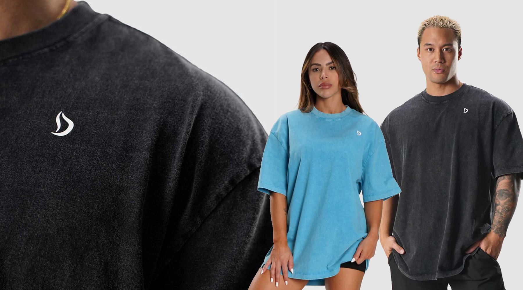 Oversized pump cover gym shirt with drop shoulder fit worn by a lifter during a workout