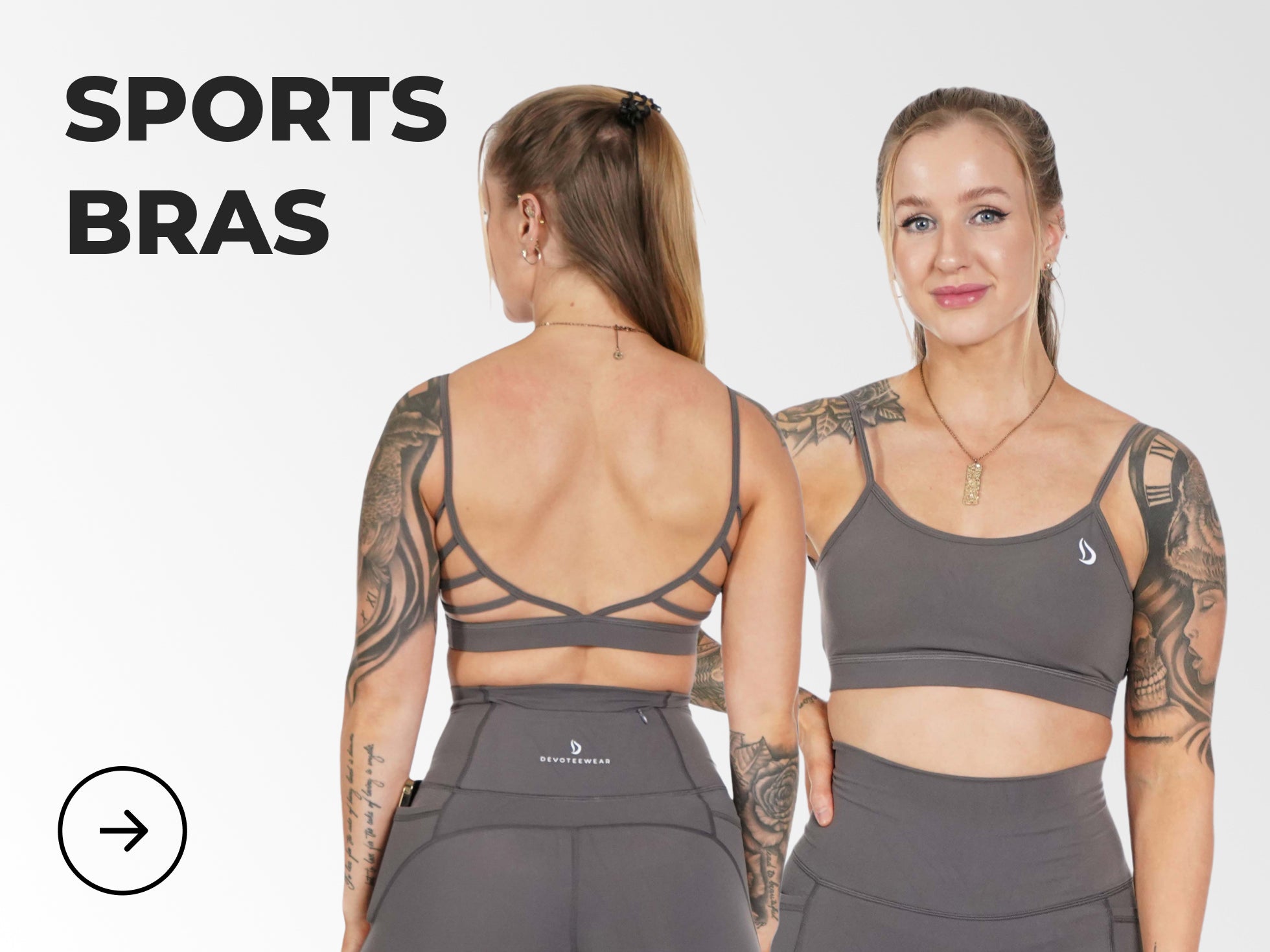 Devoteewear's cutest sports bras with strappy back and low support. Best sports bras for women for gym and back day.