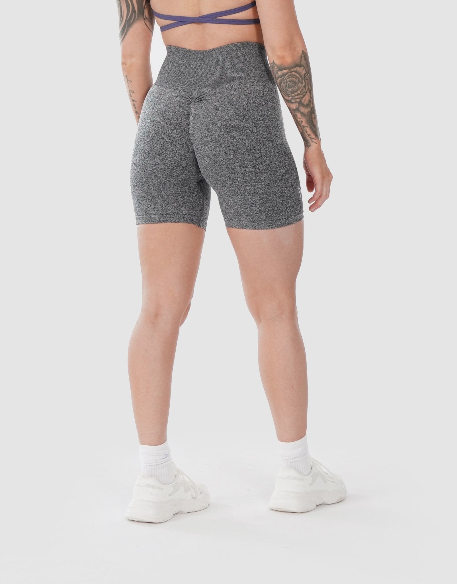 Empowerclothingltd Elle Collection Launch 2.0 - Grey High Waisted Scrunch  Bum Shorts - Empowerclothingltd