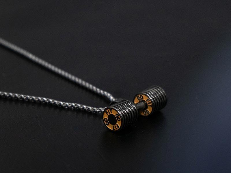 Stainless Steel Dumbbell Necklace.